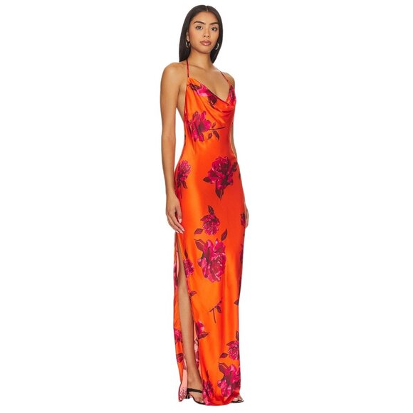 NBD Nicolette Gown in Orange Floral XSmall New Womens Maxi Long Dress - Picture 4 of 10